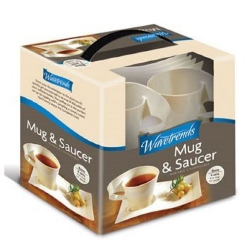1308 Wavetrends 8 oz. Mug 7.5&#034; Saucer Set-96 pcs White