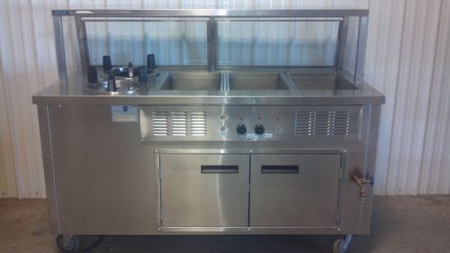 Delfield custom sh3 3 well heated service counter dry under storage sneeze guard for sale