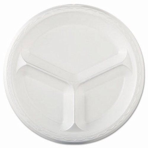 Genpak Elite Laminated Foam Plates, 10 1/4&#034;, White, Round, 3 Comps (GNPLAM13)
