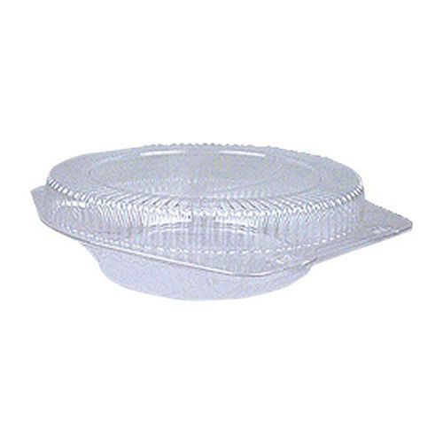 Round Clear Plastic Shallow Hinged Pie Container - 10&#034; - 100 per case