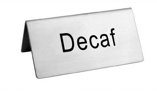 NEW New Star Stainless Steel Table Tent Sign  &#034;Decaf&#034;  3-Inch by 1-1/2-Inch  Set