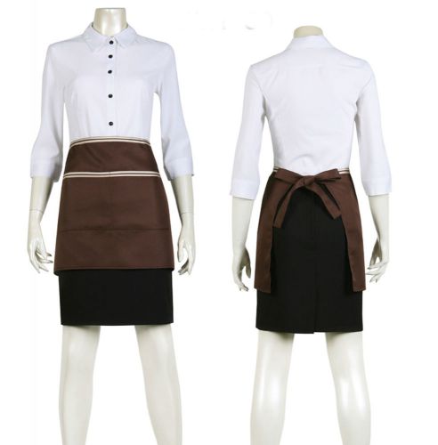 new brown barista waitress server aprons with 2 pocket chef  71x34 cm