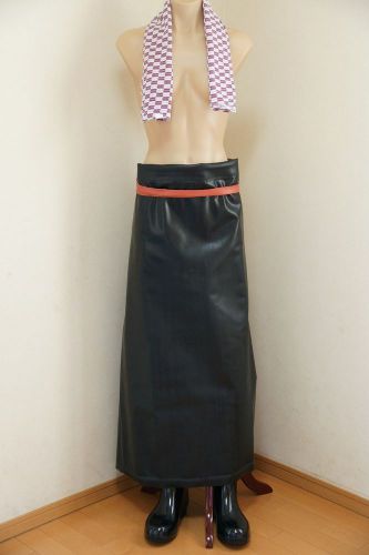 New Black &amp; Red Shiny Wetlook Thick Rubber Waist Apron Waterproof Japan Brand