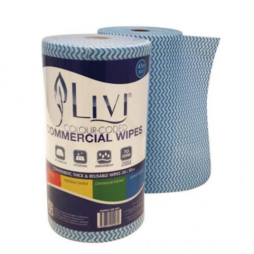 Livi Essentials Commercial Blue Wipes 90’s – HACCP Approved - FREE Shipping