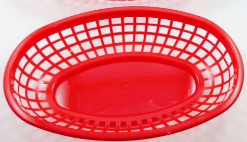 (12 pieces) new food basket tray 9-3/8&#034;  x  5-3/4&#034; red plastic for sale