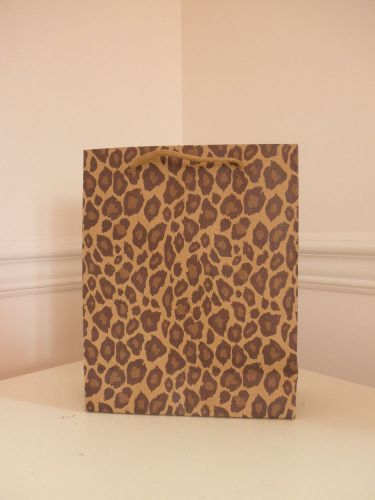 Paper Shopping Bags 20 Medium Leopard Print String Handles Almost 8 x 3 x 10