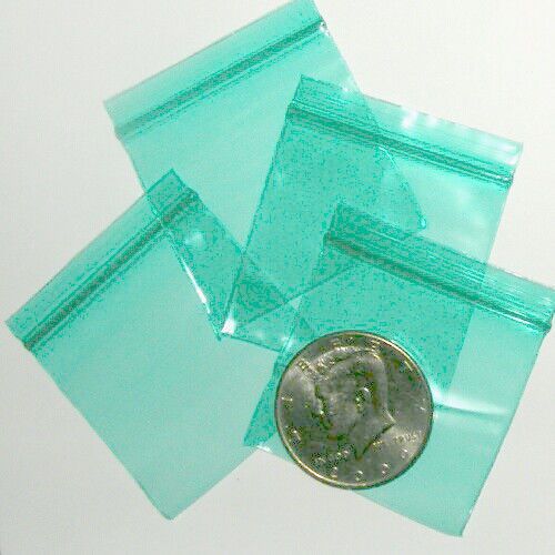 200 mini ziplock bags 1.75 x 1.75 inch green baggies apple reclosable 175175 for sale