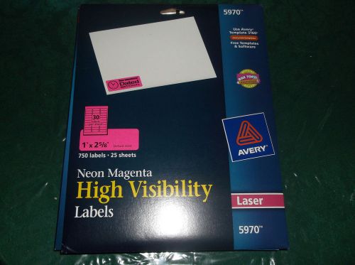 AVERY 5970 NEON MAGENTA HIGH VISIBILITY 750 LABELS 25 SHEETS LASER FREE SHIPPING
