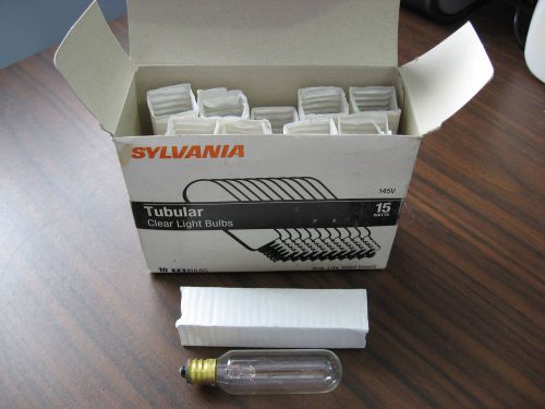 Box of 10 New Sylvania 15T6-145V Clear Tubular Bulbs