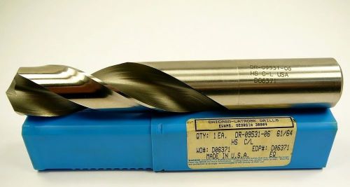 Chicago Latrobe Drills DR-09531-06 61/64 HS C/L DO6371 Machinist Tool