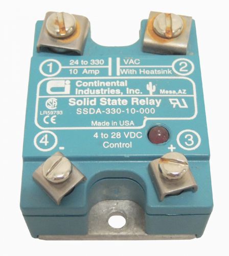 Continental Industries 24-330V 10A Solid State Relay SSDA-330-10-000 / Warranty