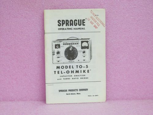 Sprague Manual TO-5 Tel-Ohmike Operating Manual w/Schematics (1958)