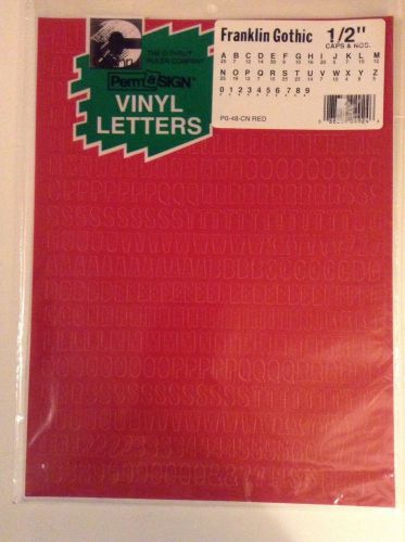 Vinyl Lettering Red 1/2&#034; Franklin Gothic Permasign Self Adhesive