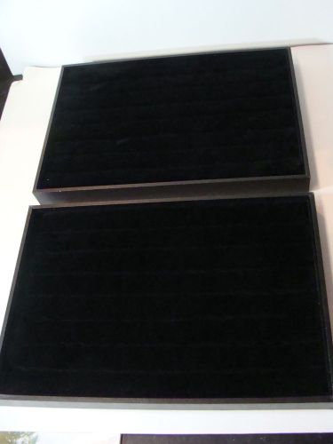 Lot of 2 Black Velvet Ring ~ Cufflink Retail Display Boxes ~ 13 3/4&#034; x 9 1/2&#034;