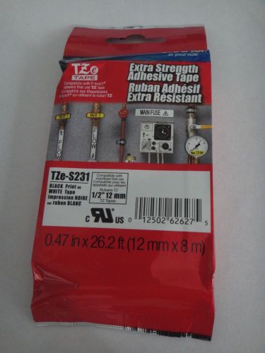 GENUINE Brother TZe-S231, Extra Strength Adhesive P-Touch Tape,12 mm 1/2 in