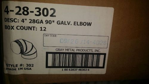 Gray Metal Products 4-28-302 Galv Adj Elbw 28Ga 4&#034; (12 ELBOWS)