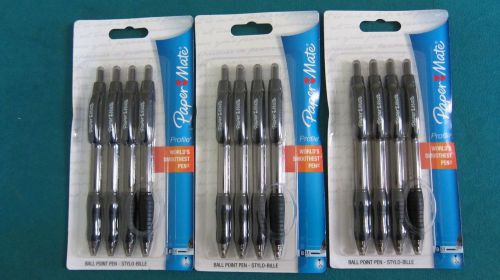 3 Packs of Paper Mate Profile Retractable Ball Point Pens 4/Pack