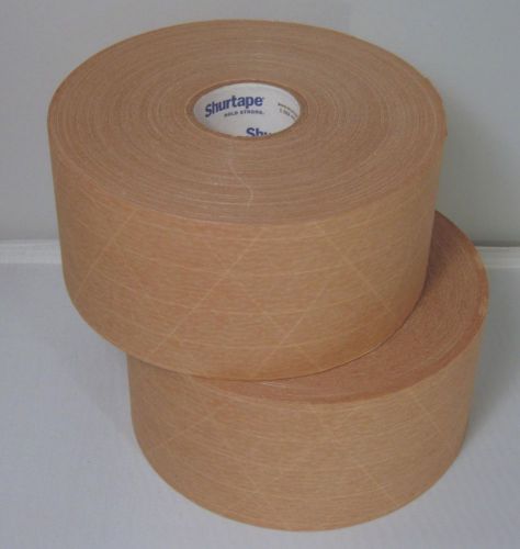 2 rolls 70mm (2-3/4&#034;) x 375 ft Reinforced Gummed Kraft Paper Tape Shurtape USA