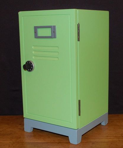 Bright Neon Green Desktop Mini Locker Cabinet Teen Replica Latches Closed