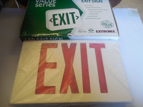 NEW EXITRONIX PLASTIC LED EXIT SIGN UNIVERSE BATTERY BACKUP W/CANOPY 120/277 VAC