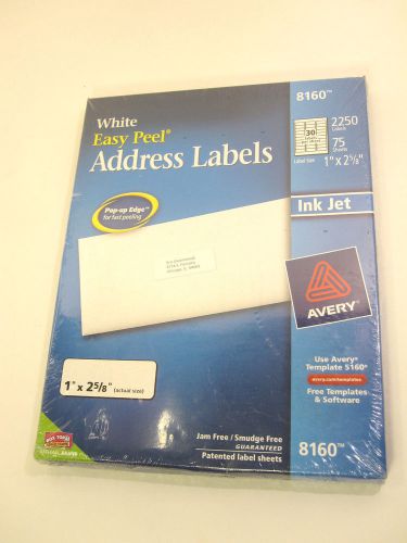 Avery 8160 White Easy Peel Inkjet Address Labels 1x 2 5/8&#034; 75 sheets 2250 labels