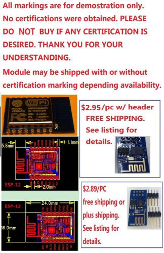 $2.95 EACH ESP8266 1x ESP-12 Serial WIFI/Upgradeable/Arrive 1-10 Biz Day