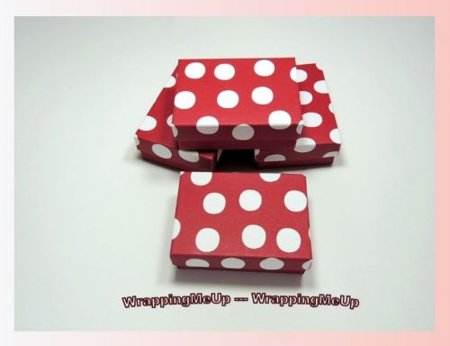 18 -3.5x3.5 RED Polka Dot, Cotton-Lined Jewelry Presentation Boxes