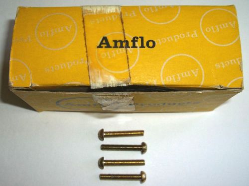Vintage 1&#034; thread brass round head slotted bolts, qty 60, no. 8 - 32, in box for sale
