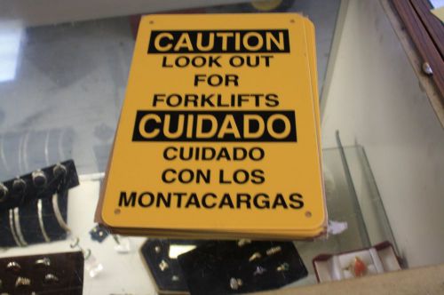 &#034; CAUTION   LOOK OUT &#034; FORKLIFT SAFETY INDUSTRIAL SIGN OSHA PLASTIC 7&#034; x 10&#034; NEW
