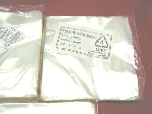 Lot of 4000 pieces polyethylene bags 4&#034; x 4&#034; 1.5 mil clear poly open end for sale