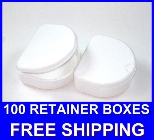 100 white denture retainer box orthodontic dental case mouth ortho brace teeth for sale