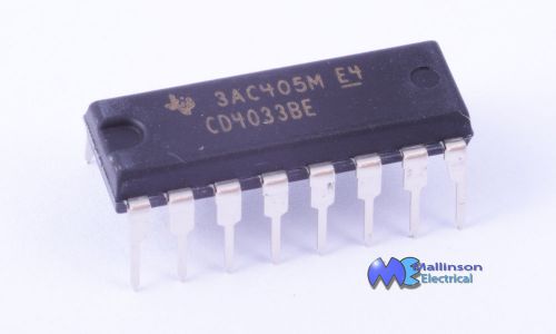 CD4033BE16Mhz Decade Counter with 7 segment display output 16 pin DIL DIP16