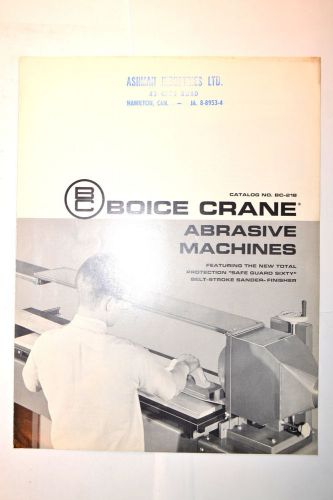 BOICE CRANE ABRASIVE MACHINES CATALOG No. BC-21B #RR818 sanders finishers
