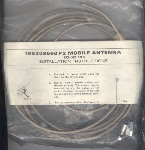 GE Model 19B209568P2 Mobile Antenna Kit with Mount, Cable, Connector &amp; Whip NOS
