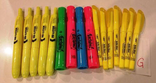 Associated color highlighters, yellow, blue, pink, green, 16 Highlighters - G