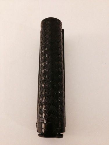 Leather ASP - Collapsible Baton Flashlight Holder Black Basketweave 5491