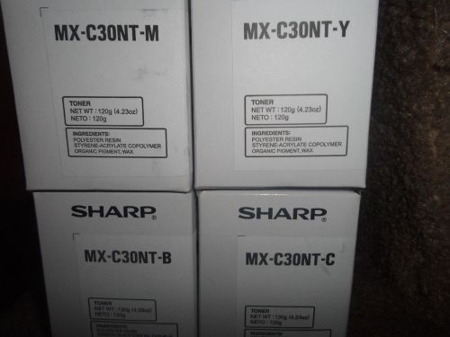 Sharp MX-C30NT MX250/300 OEM Cyan Yellow Magenta Black Full Set Free Ship