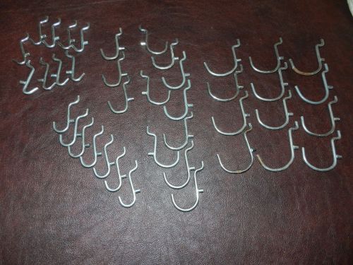 Lot of 40 Metal Open “J” Hooks Peg Board Hooks Crafts Workbench Tools