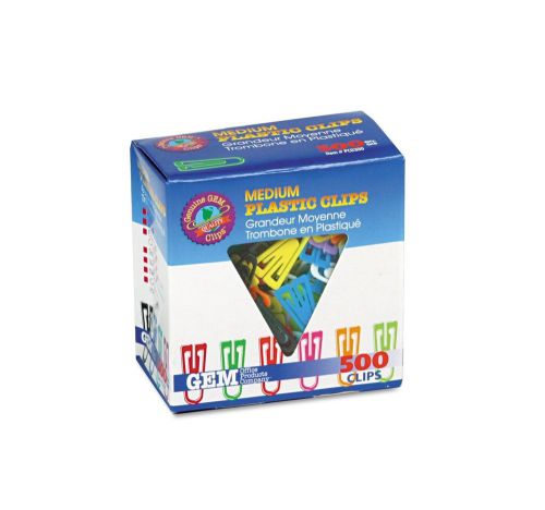 Advantus Paper Clips Plastic Medium Size Assorted Colors 500/Box GEMPC0300