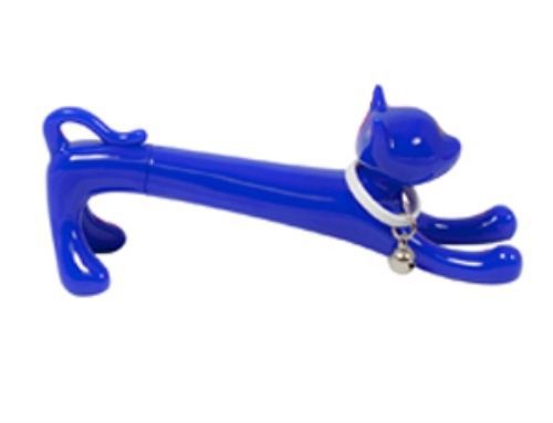 2.13 Inch Refillable Ball Point Standing Cat Pen with Bell, Blue