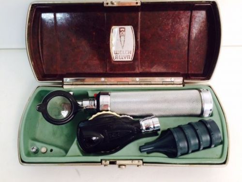 2 Vintage Welch Allyn Otoscope Ophthalmoscope Diagnostic Sets w Bakelite Case