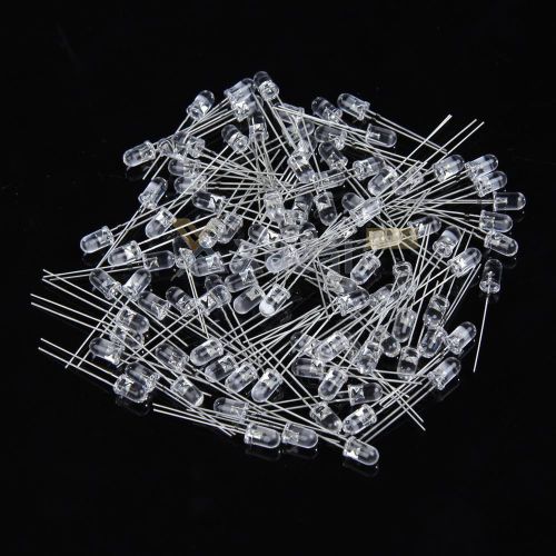 XD#3 100Pcs 5mm White Round Ultra-Bright LED Light Lamp Emitting Diodes 15000MCD