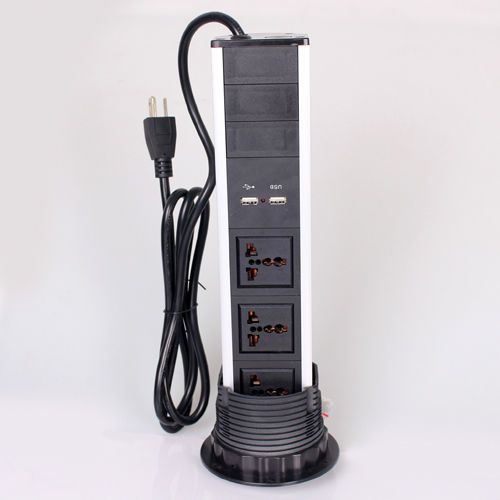 Tensile universal plug socket pop up kitchen tabletop desktop usb power station for sale