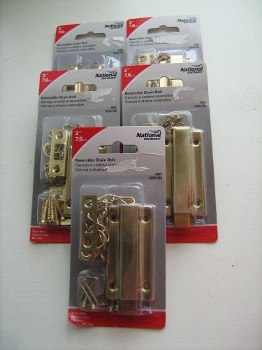 Lot of 5 national mfg co n155-762 reversible chain bolts brass finish for sale