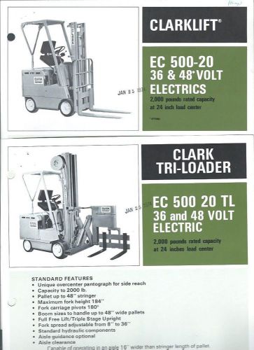 Fork Lift Truck Brochure - Clark - EC500 20 et al Electrics c1973 6 item (LT160)