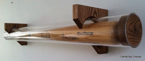 Baseball bat display case wall mount thick acrylic tubing ash wood b for sale