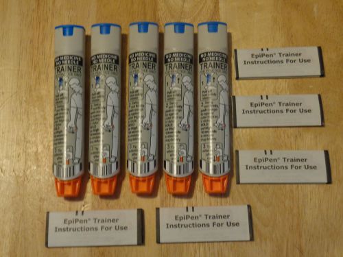 5- Epi-Pen (EpiPen) Auto-Injector Reusable- EpinephrineTrainer,s w/ Instructions