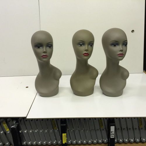 Lot of 3 mannequin heads for retailing display wig stand hat scarf for sale
