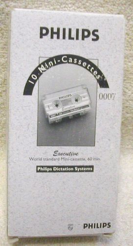 Ten (10) each Philips Executive LFH007/007 60-Minute Mini Cassette Tape New Pack