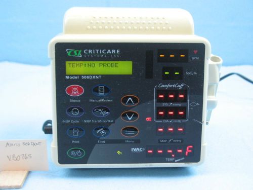 Criticare alaris 506dxnt vital signs blood pressure patient monitor temp, spo2 for sale